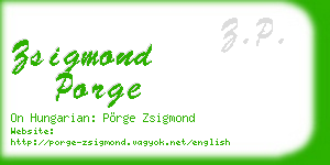 zsigmond porge business card